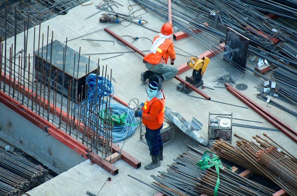 Site team working on steel reinforcement